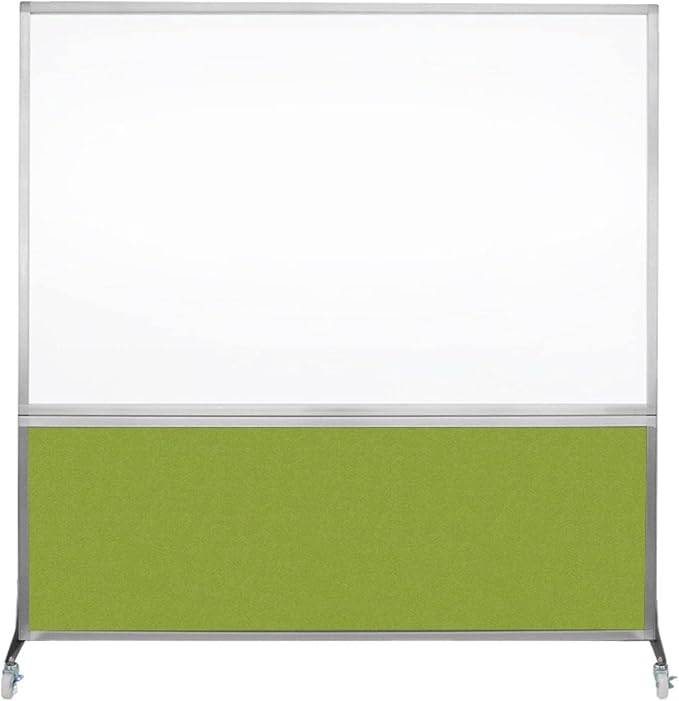 DivideWrite Mobile Whiteboard | Double Sided Dry Erase Board | Portable Office Cubicle Partition | Display for Classrooms, Conference Rooms, Meeting Areas and More | Ocean Fabric 6' Wide X 6' Tall