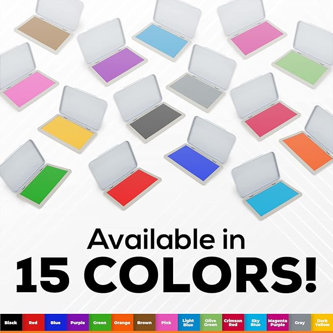 2 Pack Metal Case Stamp Pad Medium Size, Dry - Size: 3" x 4" - Choose from 15 Ink Colors
