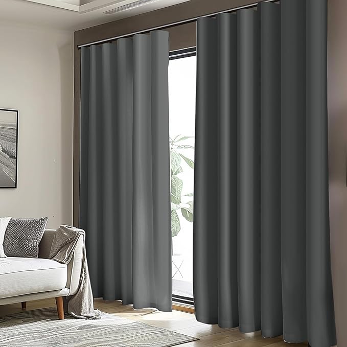 Cbsroro Room Divider Blackout Curtain Track Curtains Wall Dividers Panels Screen for Living Rooms Bedroom Office Privacy Partition Separation, W100 × L120 Inch,1 Panel, Grey