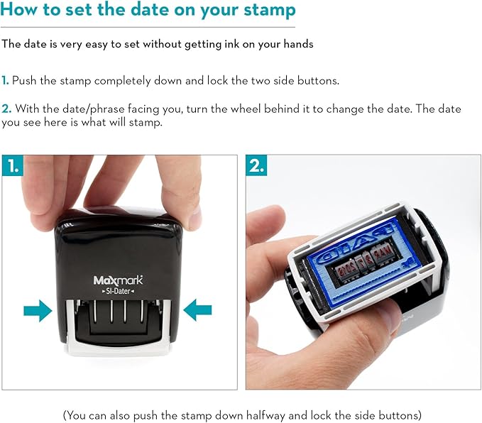 MaxMark Office Self Inking Date Stamp with Phrase Scanned - Black Ink