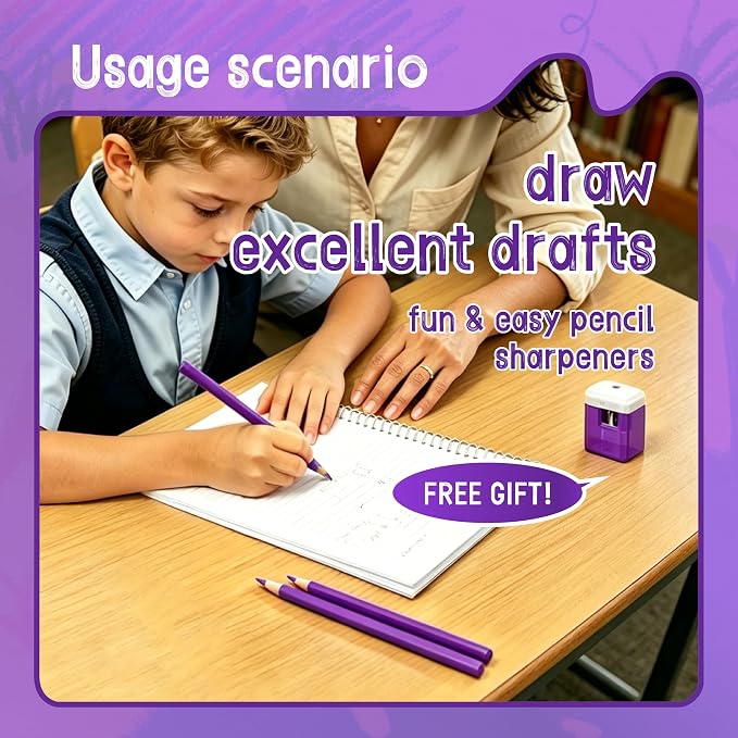 36 Piece Purple Colored Pencils Set with Sharpener, Pre-Sharpened Professional Wooden Art Pencils for Artists Drawing and Sketching, Premium Colored Tone Supplies Delivering Detailed Painting(Purple)