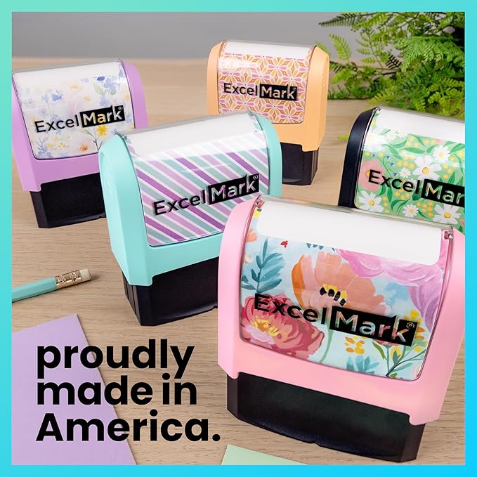 ExcelMark Address Stamp - Custom Return Address Stamp with Elegant Designs, Vibrant Colors & Patterns – Perfect for Mail, Invitations & Gifts (Black Mount, Santa Catalina)