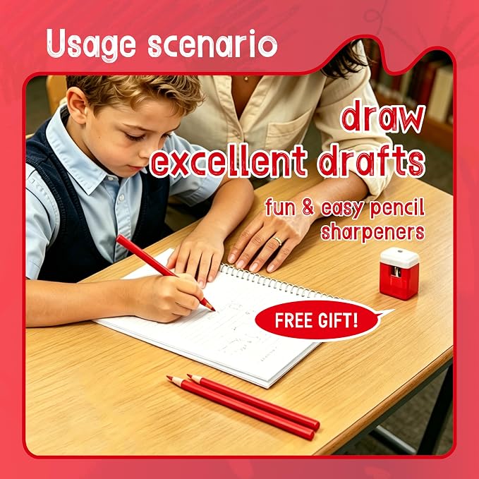 36 Piece Red Colored Pencils Set with Sharpener, Pre-Sharpened Professional Wooden Art Pencils for Artists Drawing and Sketching, Premium Colored Tone Supplies Delivering Detailed Painting(Red)