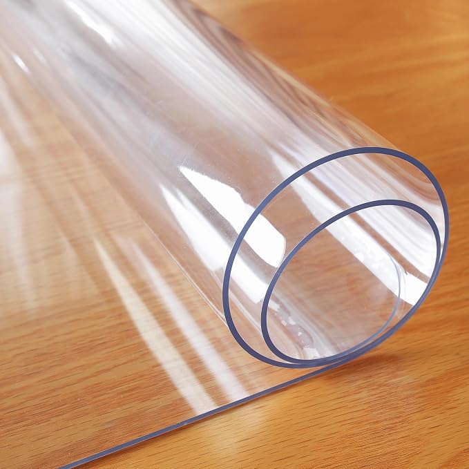 OstepDecor Clear Table Cover Protector 27 x 47 Inch, 1.5mm Thick Plastic Table Cover, Dining Table Protector Pad, Waterproof & Easy Cleaning PVC Desk Mat for Dresser, Coffee & Kitchen Wooden Tabletop