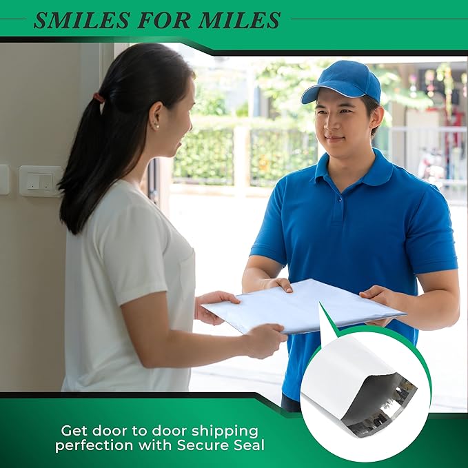 1000 Pack Secure Seal White Poly Mailers - 14.5x19 Safe Shipping Bags - E-Commerce Self Sealing 2 Mil Poly Envelopes