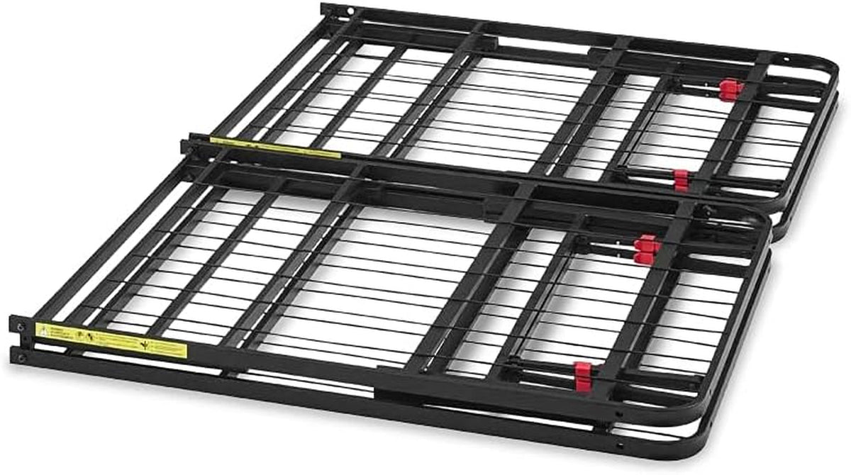Bed Frame with Storage, Foldable Metal Platform, Sturdy Steel, No Box Spring Needed, 14-Inch High, Tool-Free Setup, Queen Size, Black