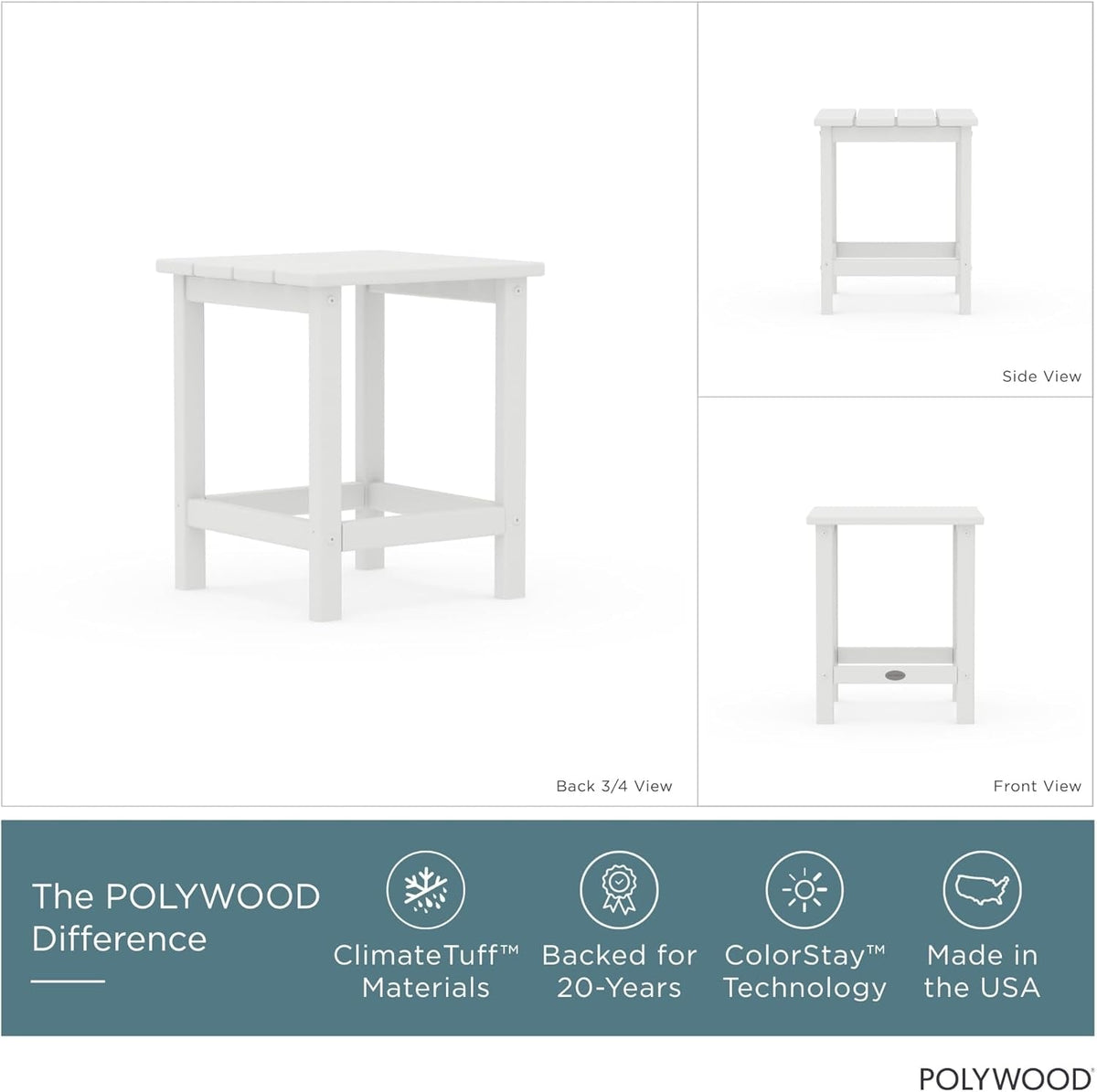 Long Island 18" Side Table, White