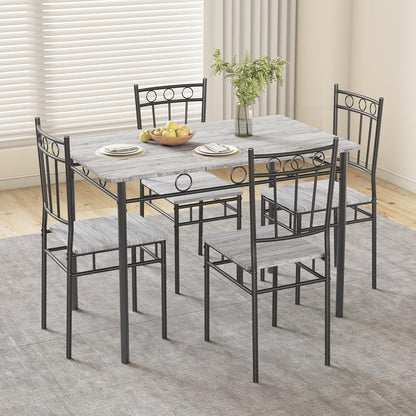 Rectangular Dining Room Table Set with 4 Chairs, Space-Saving Kitchen Table Set for Small Space, Retro Grey