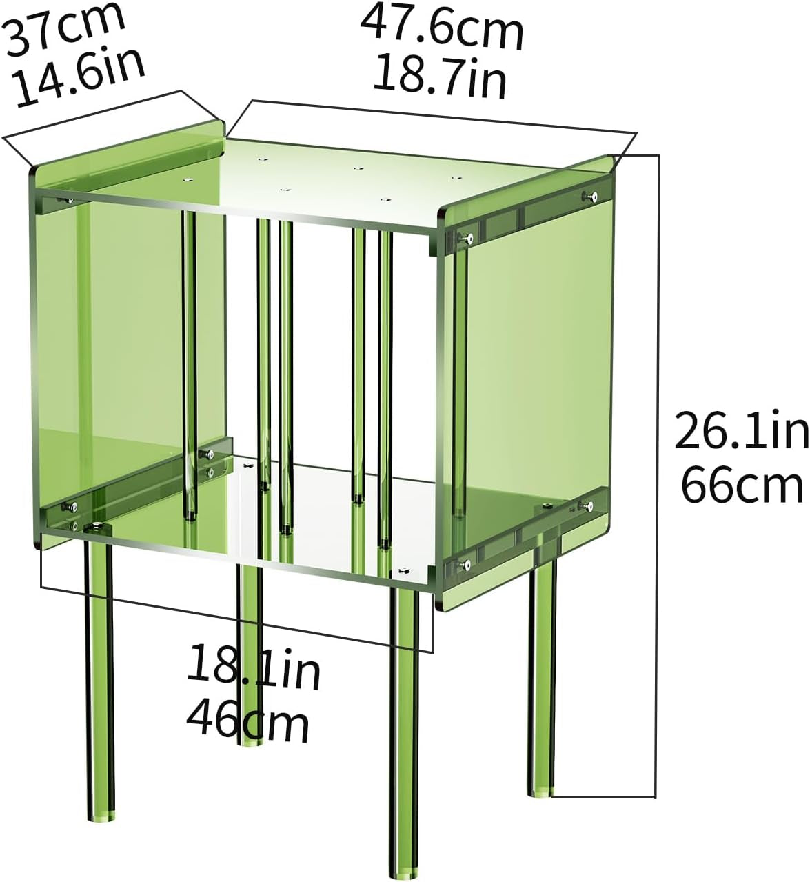 Acrylic Record Player Stand, with Vinyl Storage, Clear Acrylic Side Table, Pink (Green)
