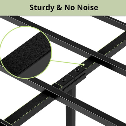 King Bed Frame, Tall Industrial Headboard 51.2 ", Platform Bed Frame with Strong Metal Support, Solid and Stable, Noise Free, No Box Spring Needed, Easy Assembly, Charcoal Grey