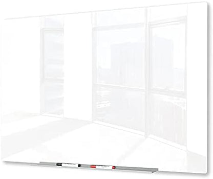 J&J worldwide Magnetic Glass Whiteboard 4' x 3' Ultra White, Large Frameless White Boards for Walls 47 x 35 Inches, Large Dry Erase Board for Office, Home, School