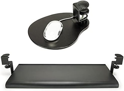 MAX SMART Ergonomic Clip On Mouse Pad and Small Clamp On Keyboard Tray