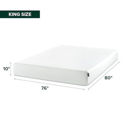Zinus 10 Inch King Green Tea Memory Foam Mattress, Medium Firm Feel