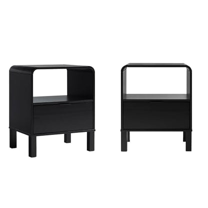 Elias Modern Curved-Frame Solid Wood Nightstand