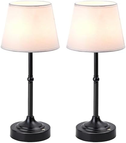 LUTEC 2 Pack Cordless Table Lamp, Battery Operated Lamp with 3 Color Temps and Stepless Dimming, 5200mAh Portable Rechargeable Table Lamp for Restaurant/Bedroom/Bars/Outdoor (Black)