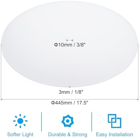 PATIKIL Lampshade Diffuser, 17.5" Diameter with 3/8" Center Hole Round Diffuser for Drum Lampshades Pendants Light Fits 18-20" Openings, Frosted White