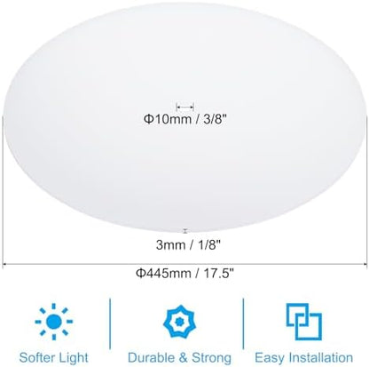 PATIKIL Lampshade Diffuser, 17.5" Diameter with 3/8" Center Hole Round Diffuser for Drum Lampshades Pendants Light Fits 18-20" Openings, Frosted White