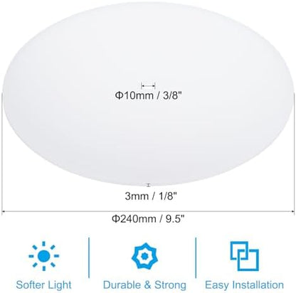 PATIKIL Lampshade Diffuser, 9.5" Diameter with 3/8" Center Hole Round Diffuser for Drum Lampshades Pendants Light Fits 10-12" Openings, Frosted White