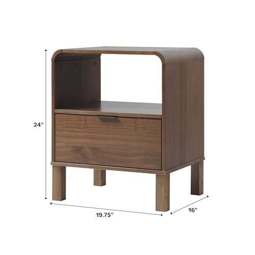 Elias Modern Curved-Frame Solid Wood Nightstand