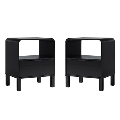 Elias Modern Curved-Frame Solid Wood Nightstand