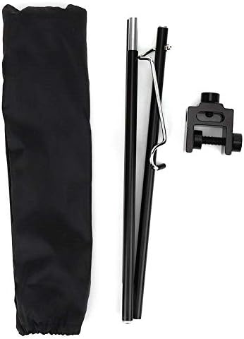 Fdit Portable Camping Light Holder, Black Aluminum Alloy Folding Light Bracket Stand Outdoor Camping Table Lamp Pole with Hook