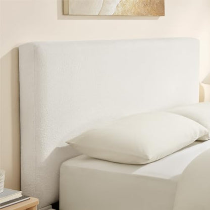 Upholstered Queen Size Bed Frame, Boucle Fabric Platform Bed Mattress Foundation Noise-Free No Box Spring Needed Easy Assembly