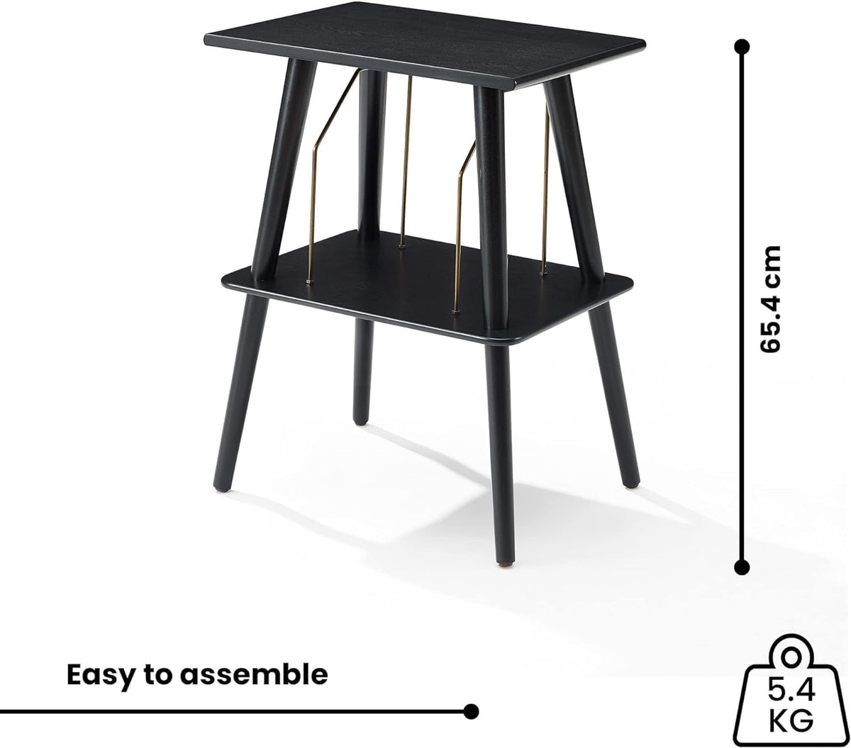 Manchester Record Player Stand, Media Console with Vinyl Storage, Modern Home Organizer, Black