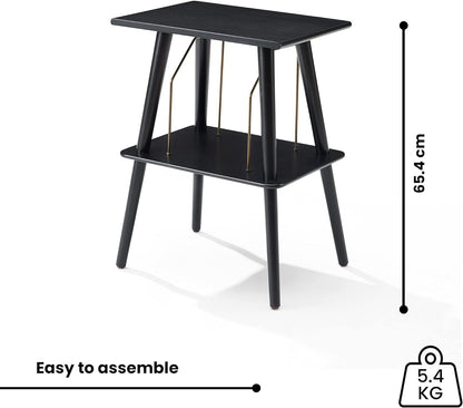 Manchester Record Player Stand, Media Console with Vinyl Storage, Modern Home Organizer, Black