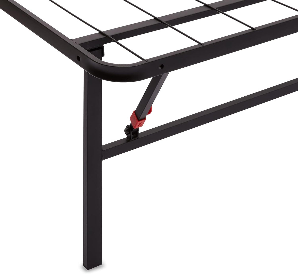 Bed Frame with Storage, Foldable Metal Platform, Sturdy Steel, No Box Spring Needed, 14-Inch High, Tool-Free Setup, Queen Size, Black