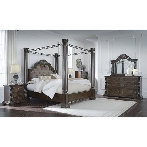 Signature Design by Ashley Maylee Queen Canopy Bed Frame, Dark Brown