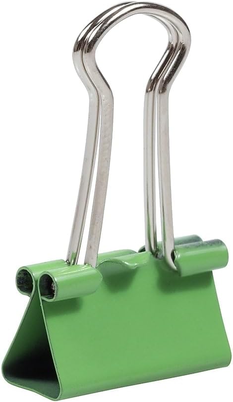 JAM PAPER Colorful Binder Clips - Small - 3/4 Inch (19 mm) - Green Binderclips - 25/Pack