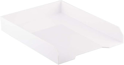 JAM PAPER Stackable Paper Trays - White - Desktop Document, Letter, & File Organizer Tray - Sold Individually