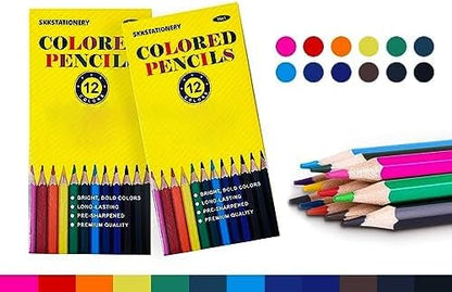SKKSTATIONERY 288Pcs Colored Pencils, Coloring pencils Pre-sharpened, Back to school, 12 Colors, 12pcs/box, Total 288Pcs Color pencil set
