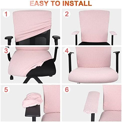 Tallew 4 Pcs Office Chair Covers Stretchable Armrest Seat,XL,Pale Pink