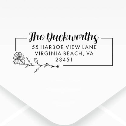 Custom Floral Address Stamp | Choose from 12 Designs | Multiple Ink Color Options | Envelope Return Address Stamp for Couple or Family (Design 8, Extra Large)