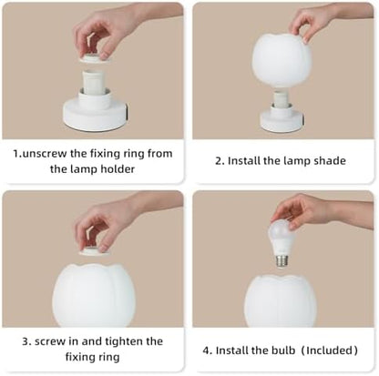 Touch Bedside Lamp wtih USB C+A Charging Ports,Tulip Flower Lamp