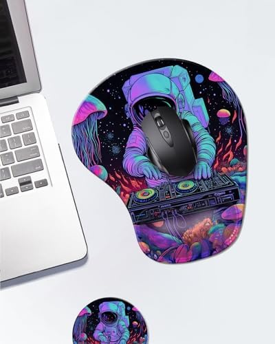 Ergonomic Mouse Pad with Wrist Rest,Comfortable Computer Gel Mouse Pad Wrist Support for Laptop,Pain Relief Mousepad with Non-Slip PU Base Cyberpunk Space