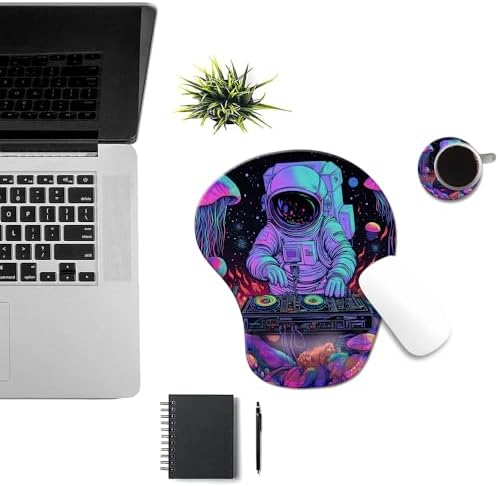 Ergonomic Mouse Pad with Wrist Rest,Comfortable Computer Gel Mouse Pad Wrist Support for Laptop,Pain Relief Mousepad with Non-Slip PU Base Cyberpunk Space