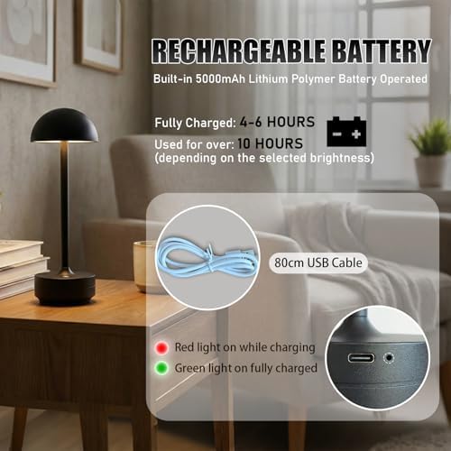 Rechargeable Cordless Table Lamp 5000mAh Battery LED Table Lights