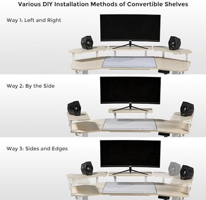EUREKA ERGONOMIC Aero 55 Inch W Shaped Electric Standing Desk, Height Adjustable Computer Gaming Desk with LED Monitor Shelf, Mouse Pad, Headphone Hook, Cup Holder, Natural Maple