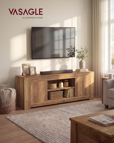 VASAGLE TV Stand, Farmhouse Entertainment Center with Storage Cabinets