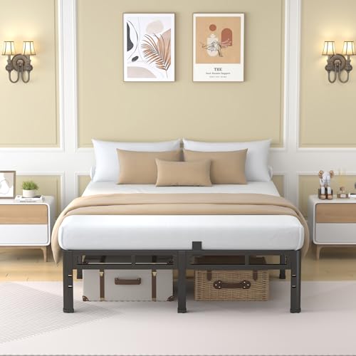 Metal Platform Bed Frame King Size, 12 Inch Dual-Layer Heavy Duty Base