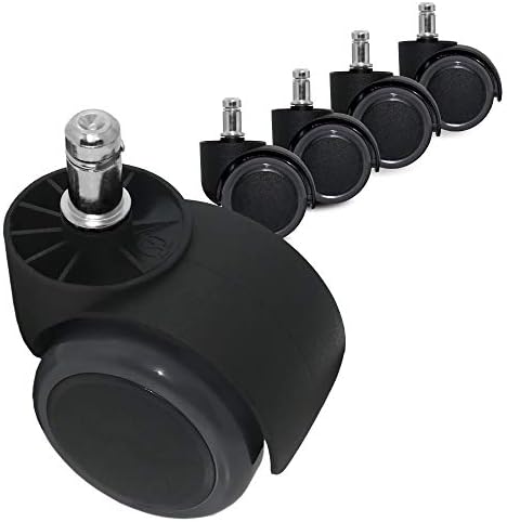 Guildrey 5 Pcs Office Chair Caster Wheels, 7/16” (11mm) Stem Diameter, Protecting Floor Rubber, Standard Stem, Easy Install for Replacement