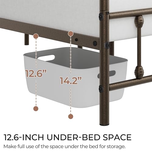 Yaheetech Queen Bed Frame with Headboard, Victorian Vintage Bronze Iron