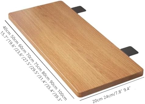 Wood Foldable Desk Extender Tray,Large Size Clamp-on Keyboard Tray,Table Mount Shelf Armrest Support for Home Office Dorm Floating Table(80x24cm(31x9inch), White)