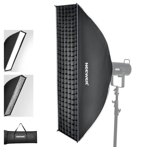 NEEWER Rectangular Softbox Kit, 12"x47" Strip Soft Box with Light Diffusers for Studio Photography Video Recording Streaming Lighting Compatible with Aputure 120d Compatible with Godox SL60w, NS94P