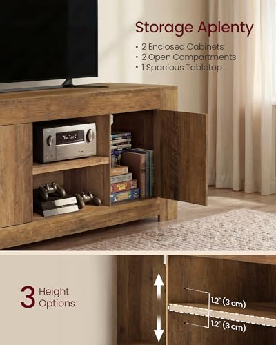 VASAGLE TV Stand, Farmhouse Entertainment Center with Storage Cabinets