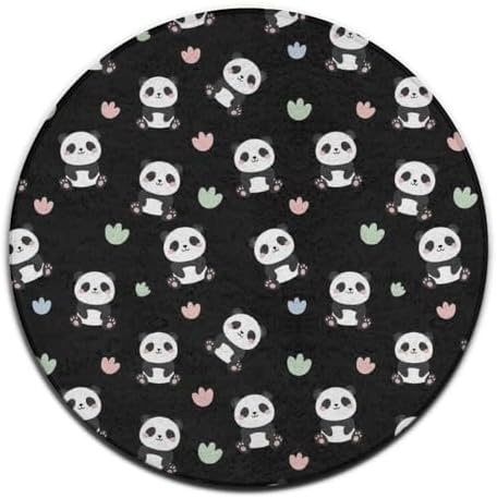 Fashion Round Area Rug Large Non Slip Carpet, Cute Cartoon Panda Unisex Home Decor Mat, 36inch