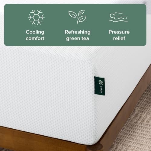 Zinus 10 Inch King Green Tea Cooling Memory Foam Mattress, Medium Feel