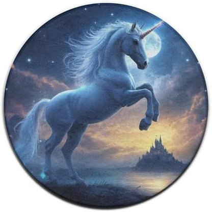 Women's Large Home Decor Mat, Soft Round Yoga Carpet, Non Slip Machine Washable Home Office Circle Rug Unicorns